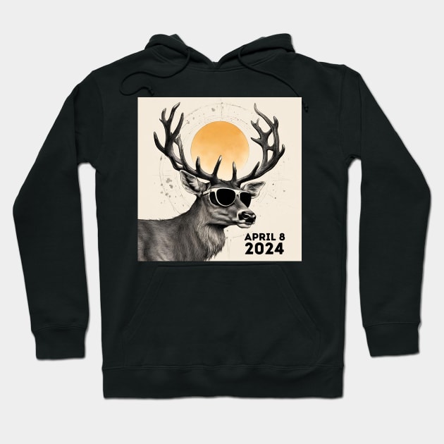 2024 Solar Eclipse Deer In The Sun and Moon Hoodie by Little Duck Designs